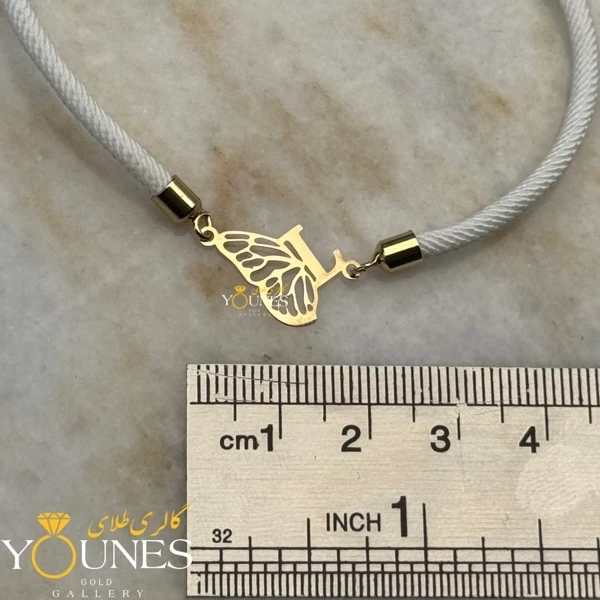 دستبند حروف اسم L پروانه ای طلا لیزری